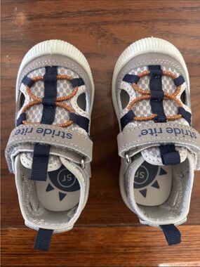 Stride Rite Toddler Gray Navy and Orange Sport Sandals size 6